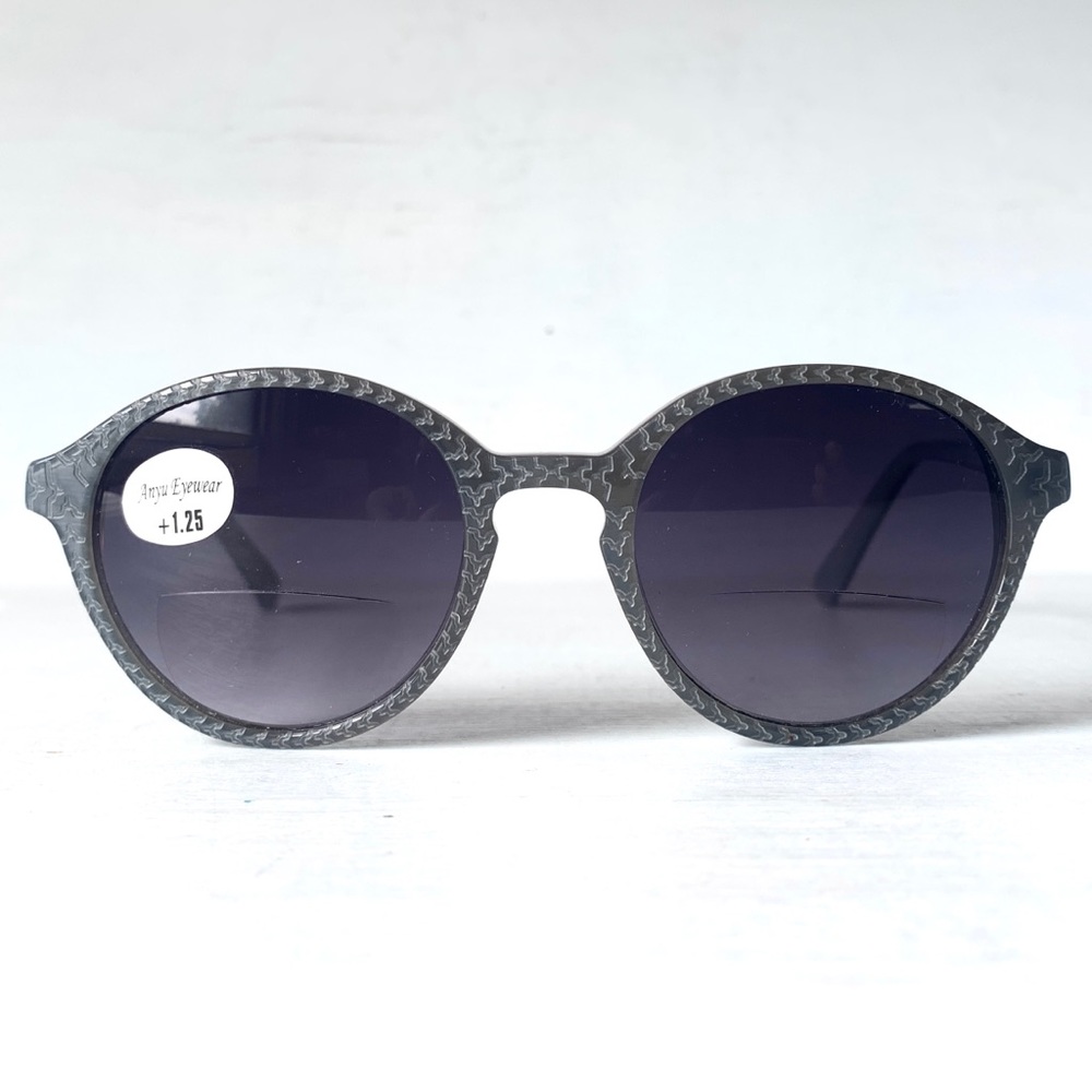 NEW Bifocal Acetate Sun Reader Reading Sunglasses +1.25 +1.50 +2.00 Round Grey